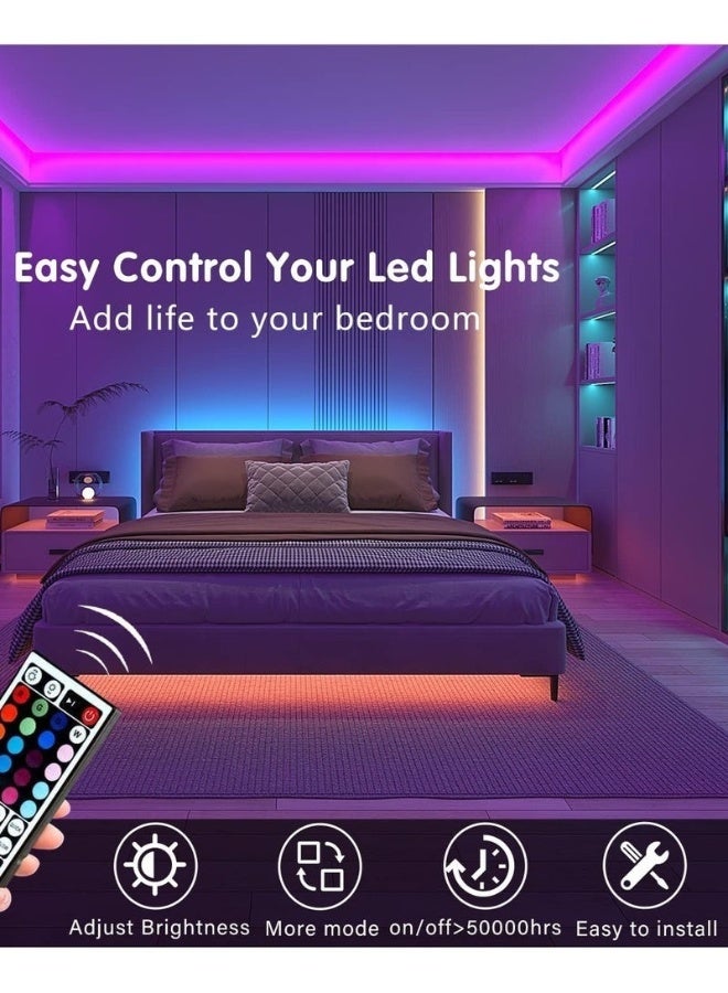 ارستيد أضواء شريط LED RGB لغرفة النوم - متعددة الألوان مع جهاز تحكم عن بعد تعمل بالطاقة من USB، مقاومة للماء، أضواء LED مثالية لغرفة النوم، التلفاز، الكمبيوتر المكتبي، تزيين حوض السمك. أضواء شريطية، 2م، 5م، 10م متعددة الألوان - Image 5